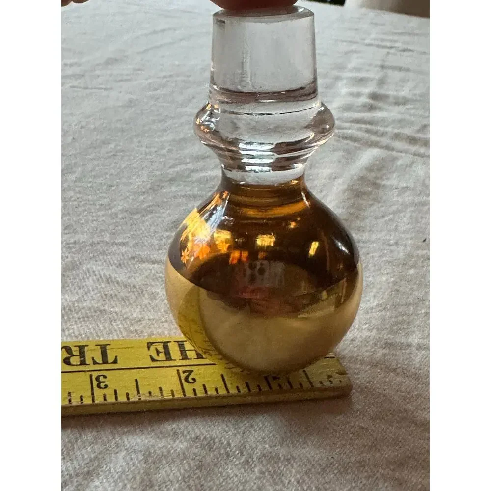 Vintage Ball Art Glass Decanter Stopper gold plated Mid-Century Modern